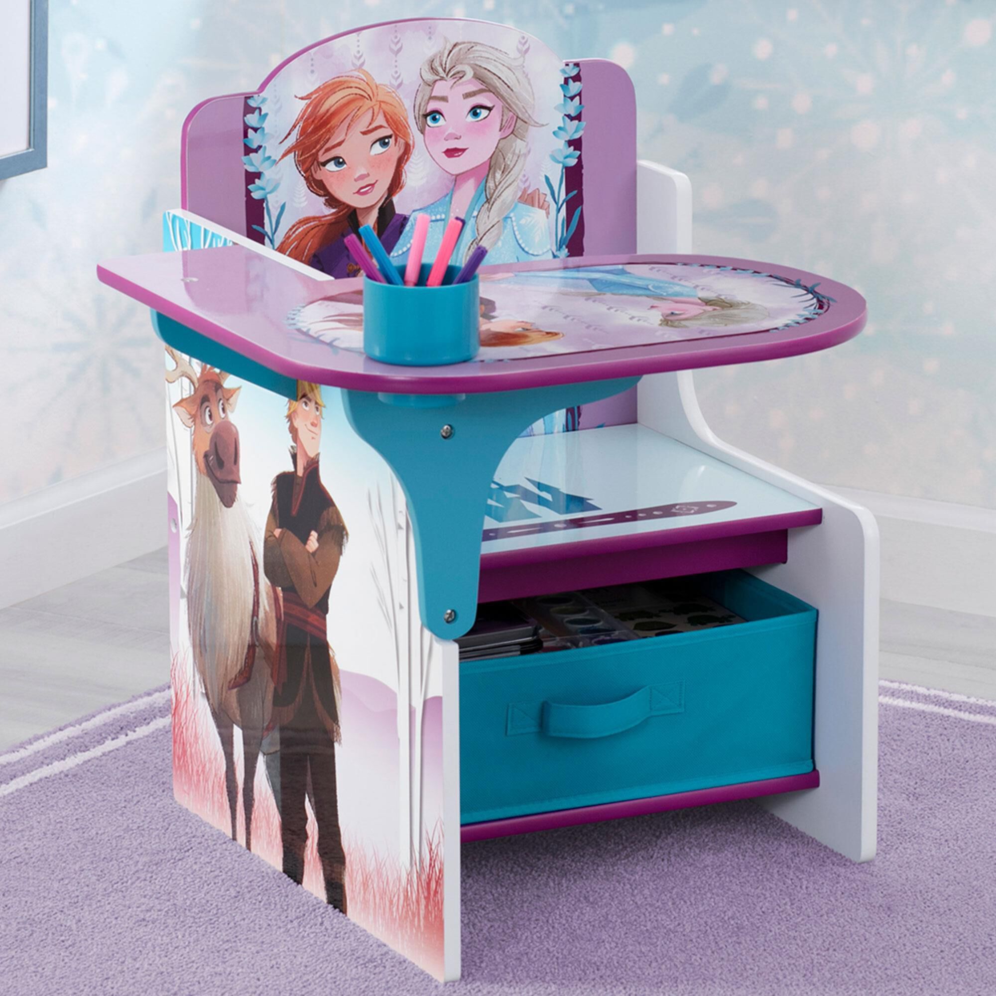 Delta Frozen Chair Desk with Storage Bin in Multicolor NFM