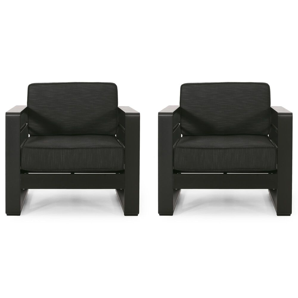 Noble House Maya Bay Patio Club Chair in Black (Set of 2) NFM