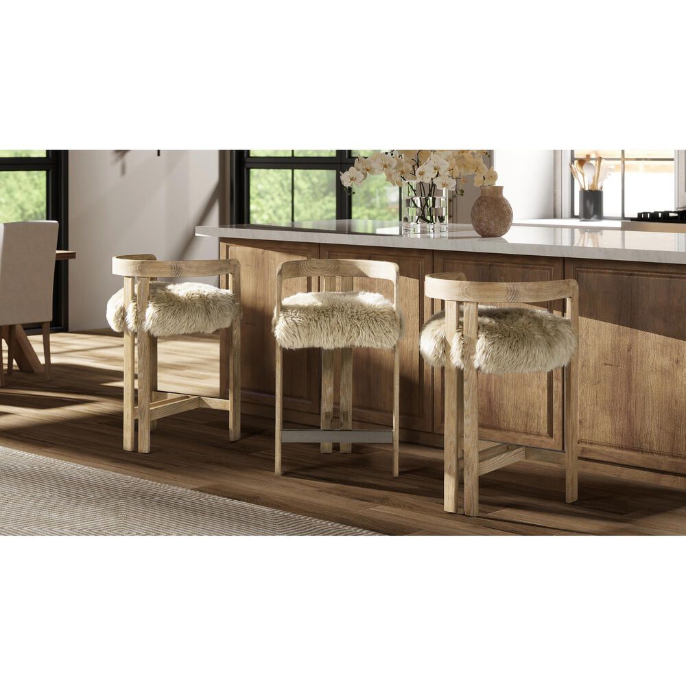 Jennifer Taylor Home Millwick 26.5" Counter Stool with Natural Blonde Cushion in Rustic Blonde, , large