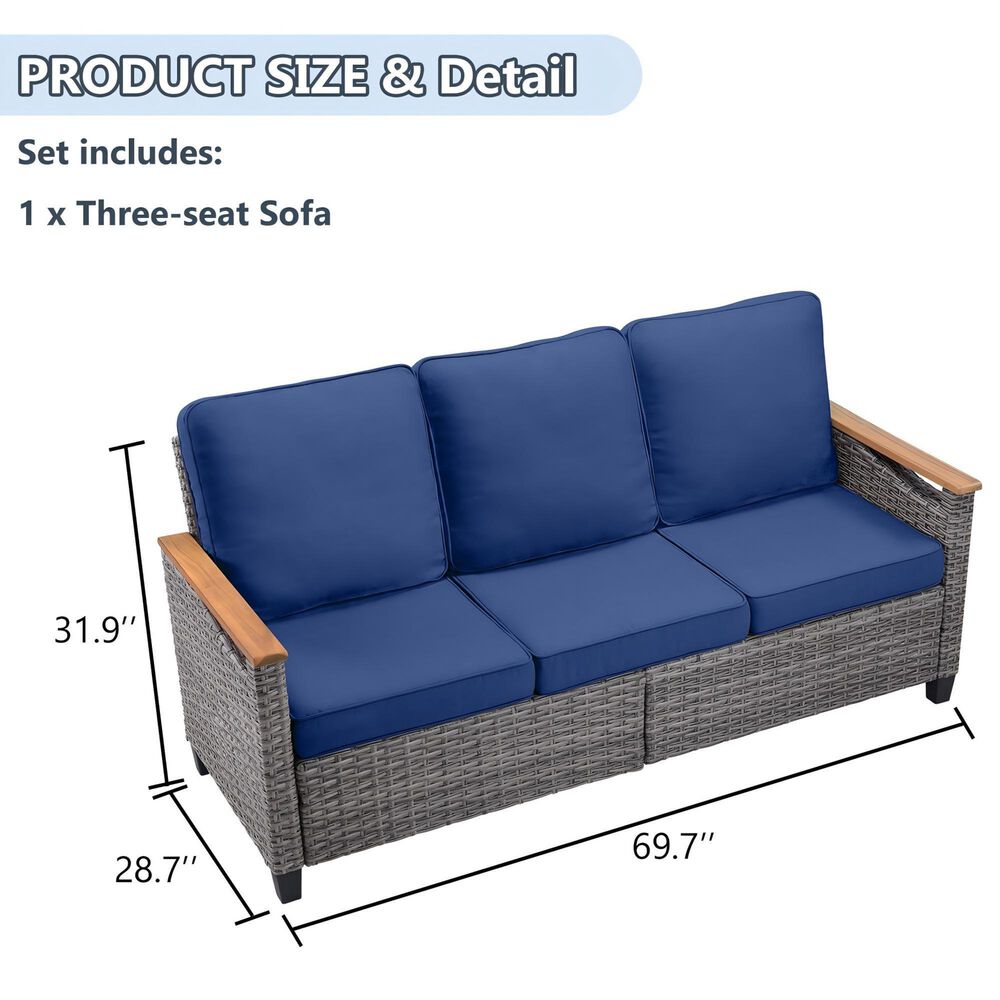 Sunwell Garden 6-Piece Patio Chat Set with Two Ottoman in Navy, , large