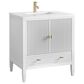 James Martin Myrrin 30" Single Bathroom Vanity in Bright White with Single Hole 3 cm White Zeus Silestone Top and Rectangular Sink, , large
