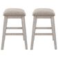 Ashley Skempton Upholstered Counter Stool in Distressed White and Light Brown (Set of 2), , large