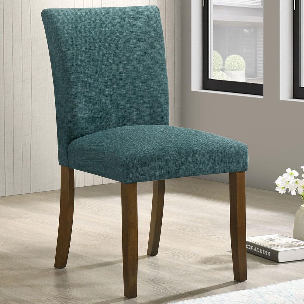 Coaster Cantley Side Chair with Teal Blue Cushion in Rich Brown, , large