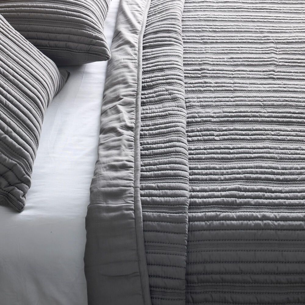 Ann Gish Rib 3-Piece King Coverlet Set in Slate, , large