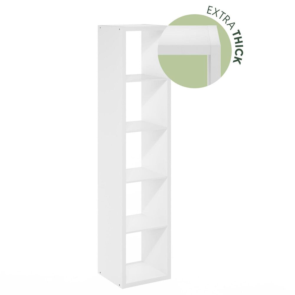 HOMLUX 5-Cube Reversible Open Back Bookshelf in White, , large