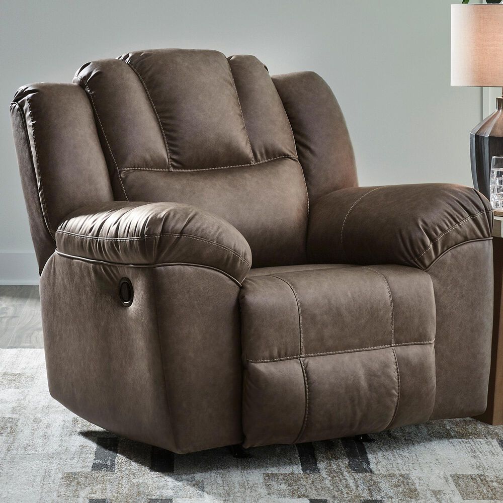 Ashley Lowilla Manual Rocker Recliner in Driftwood, , large