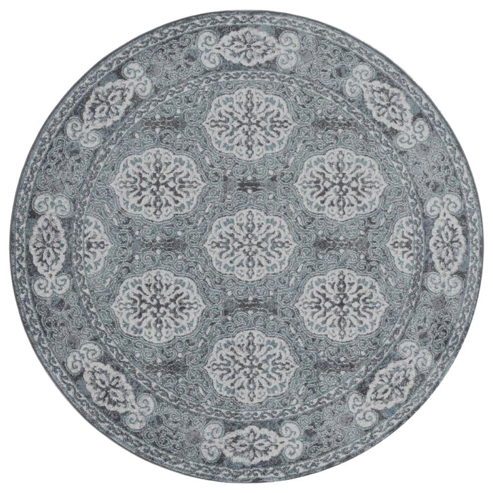 Amer Rugs Alexandria 6&#39;7&quot; Round Steel Blue Area Rug, , large
