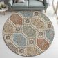 Dalyn Rug Company Silk Road Linen, Mocha, Copper, Gold and Sky 8" Round Area Rug, , large