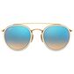 Ray-Ban Round Double Bridge Sunglasses with Blue Lenses in Polished Gold, , large