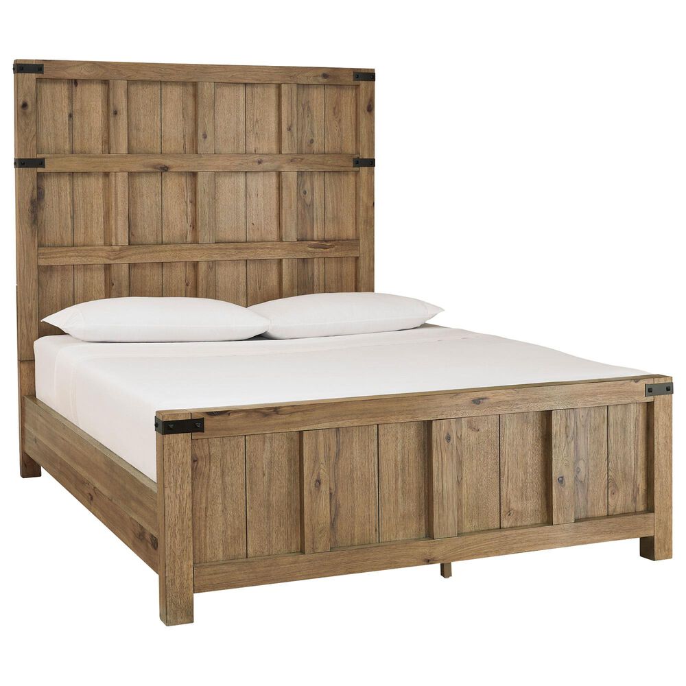 Millenium Ridgester 4 Piece Queen Panel Bedroom Set in Light Brown with USB Ports, , large