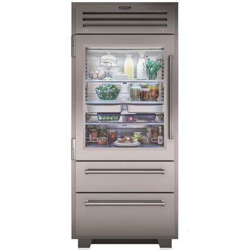 Sub Zero 36" PRO Built-In Refrigerator/Freezer with Glass Door on Left Hinge in Stainless Steel, , large