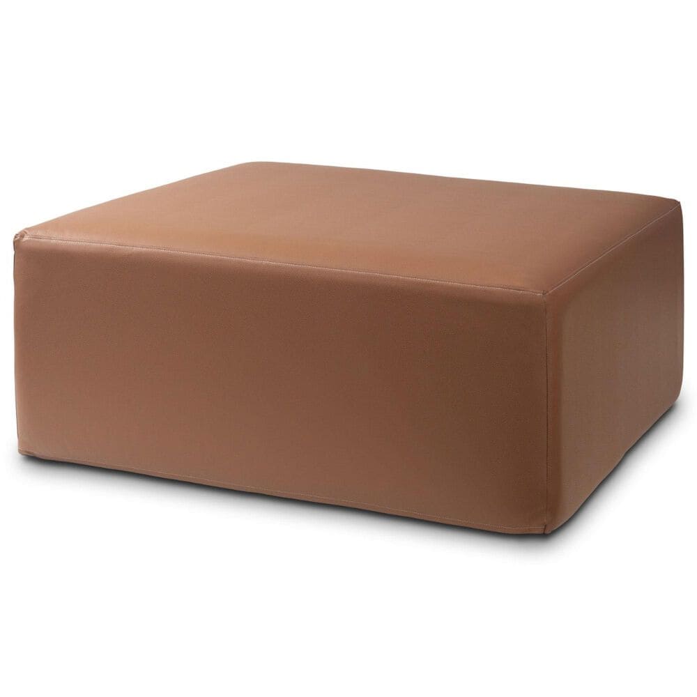 Jaxx Fairlie Faux Leather Ottoman in Walnut, , large