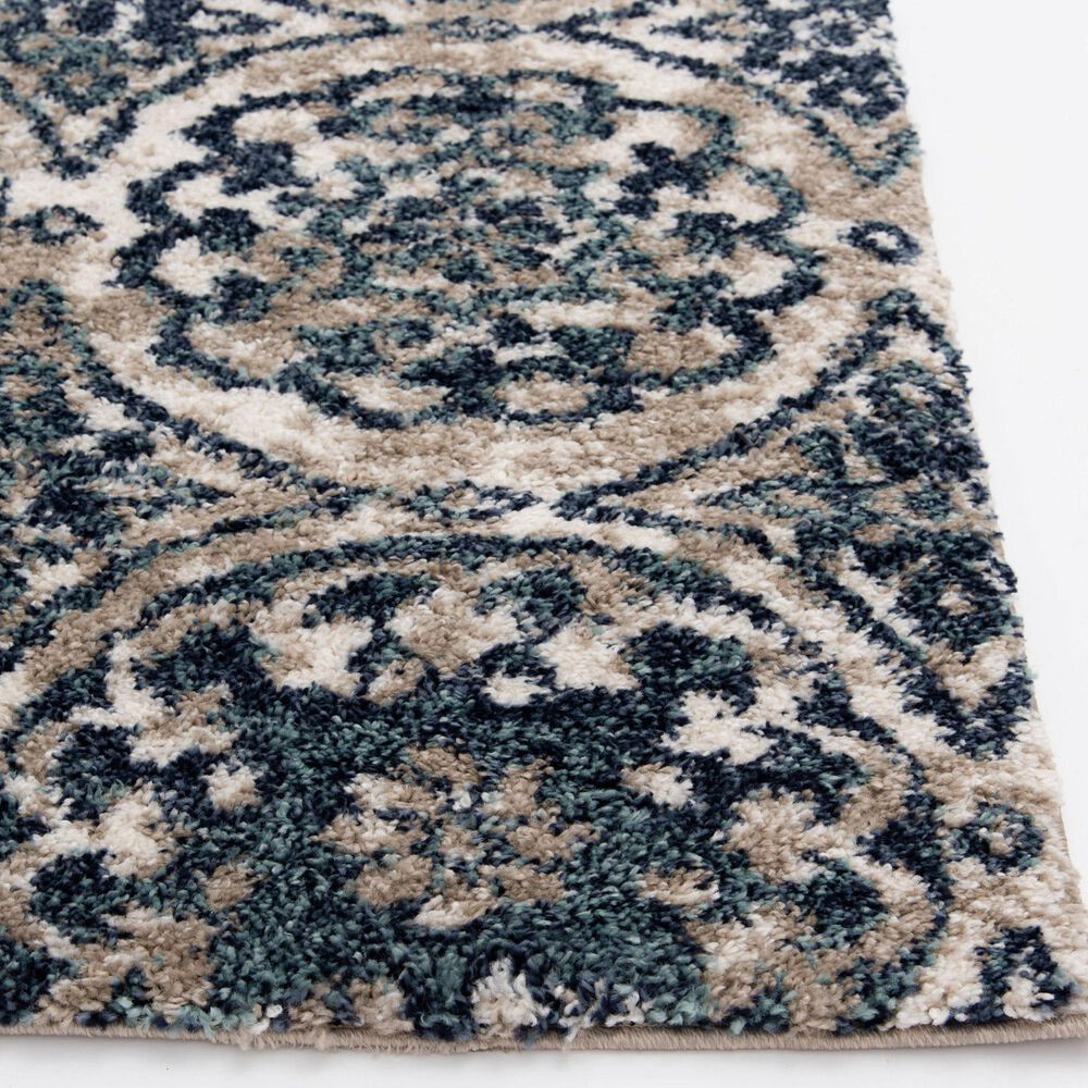 Central Oriental Tulsa Ledyard 5&#39; x 7&#39;3&quot; White Sand and Blue Navy Area Rug, , large