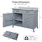 HOMLUX 39" Outdoor Kitchen Island with Stainless Table Top in Grey Blue, , large