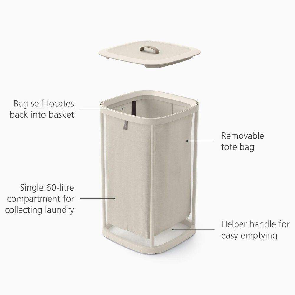 Joseph Joseph Tota One 60L Laundry Separation Basket in Ecru, , large