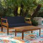 Linon Home Decor Arlen 2-Piece Outdoor Conversation Set with Navy Blue Cushion in Brown, , large