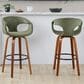 LumiSource Curva 30" Swivel Barstool with Green Upholstery in Walnut and Black (Set of 2), , large