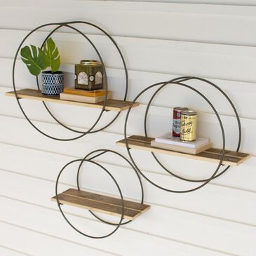 Kalalou Round Wood Shelves - Set of 3, , large