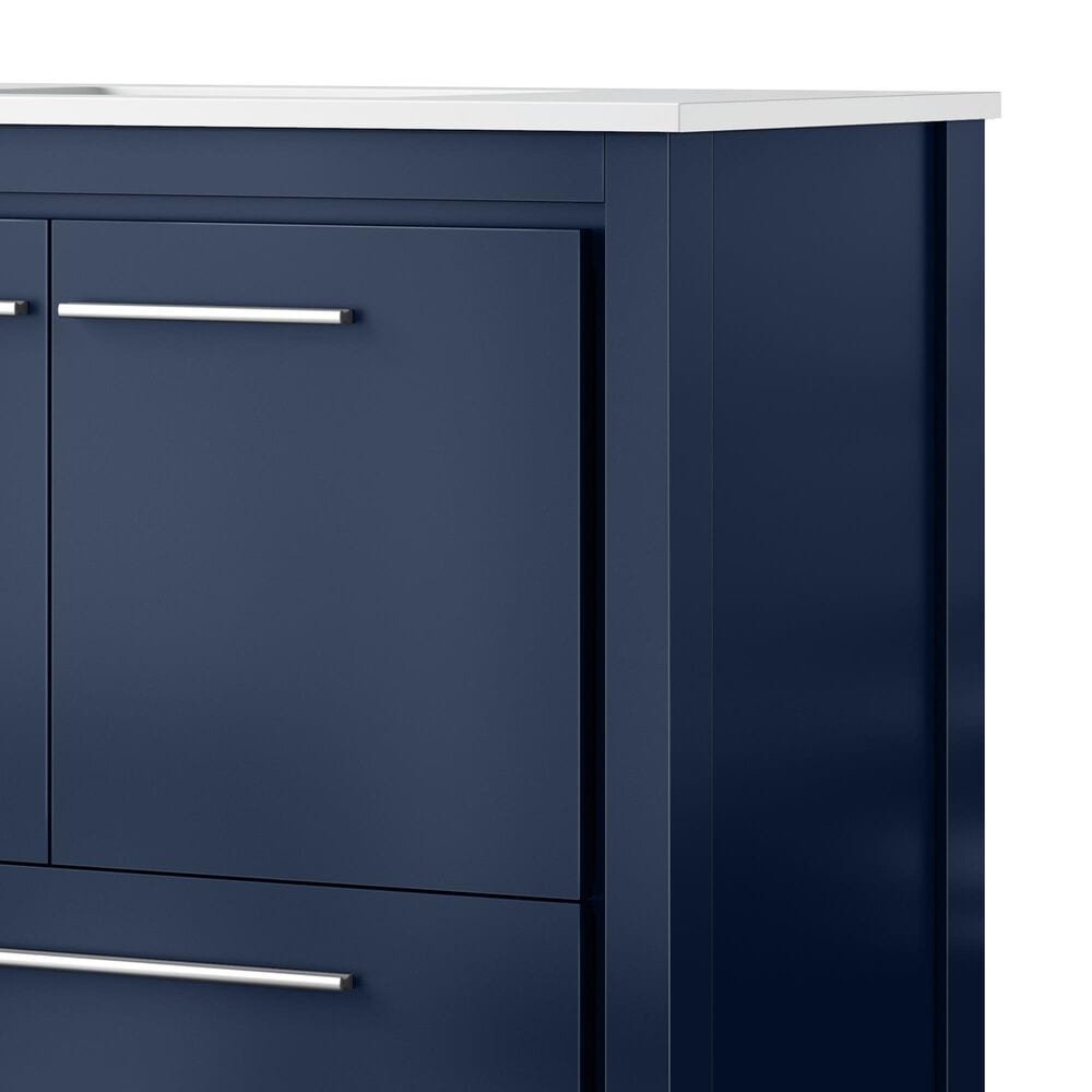 Lexora Home Lafarre 36&quot; Single Bathroom Vanity in Navy Blue with 2 cm White Cultured Marble Top and Rectangular Sink, , large