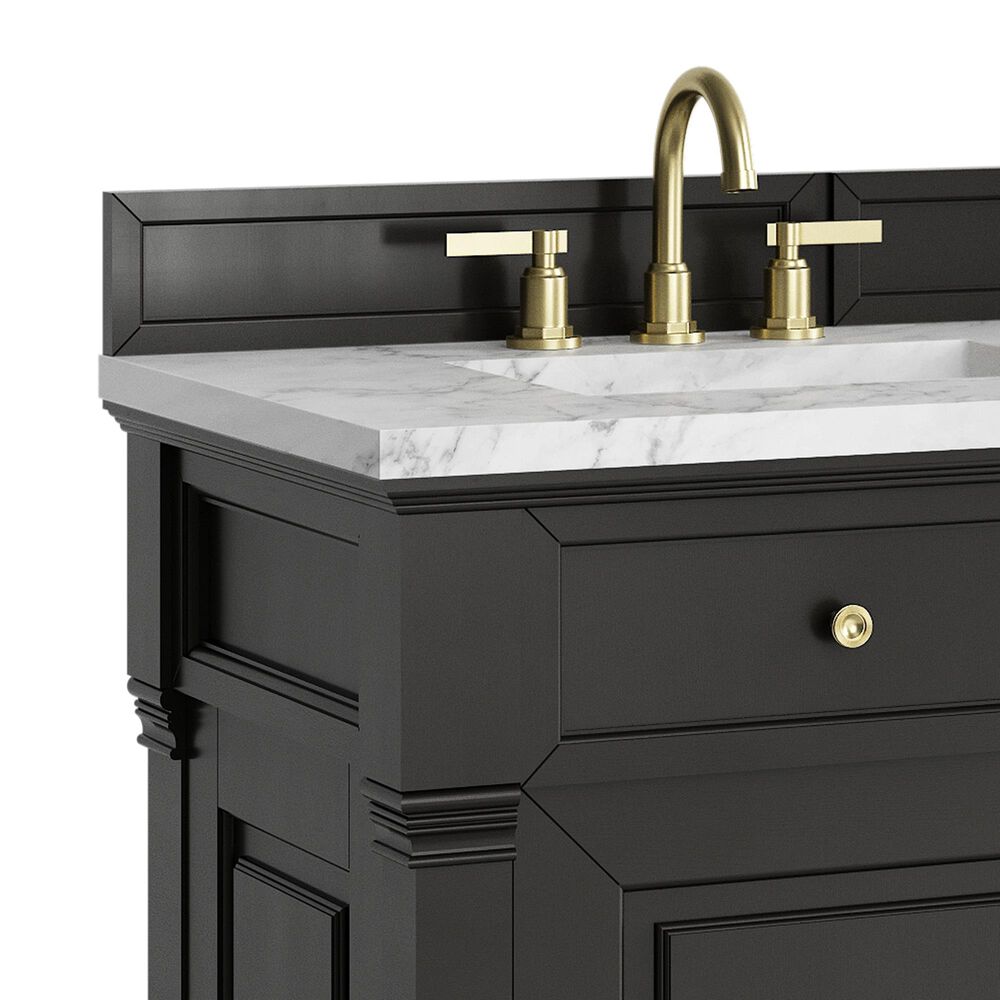 James Martin Vanities Brookfield 60&quot; Double Bathroom Vanity in Black Onyx with 3 cm Carrara White Marble Top and Rectangular Sinks, , large