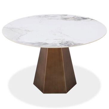 Urban Home Crossroads 2.0 Dining Table in Brushed Bronze and Polished White - Table Only, , large