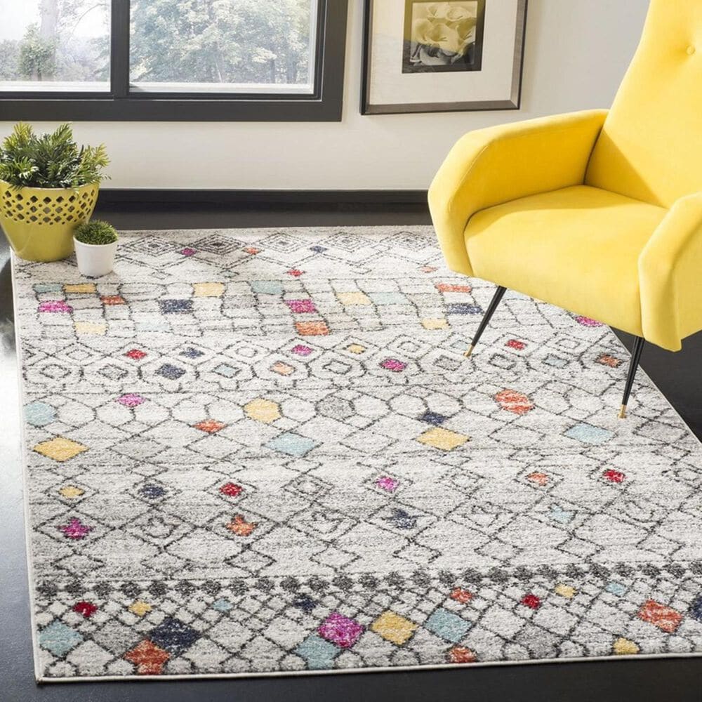 Safavieh Adirondack ADR204F 5&#39;1&quot; x 7&#39;6&quot; Light Grey and Fuchsia Area Rug, , large