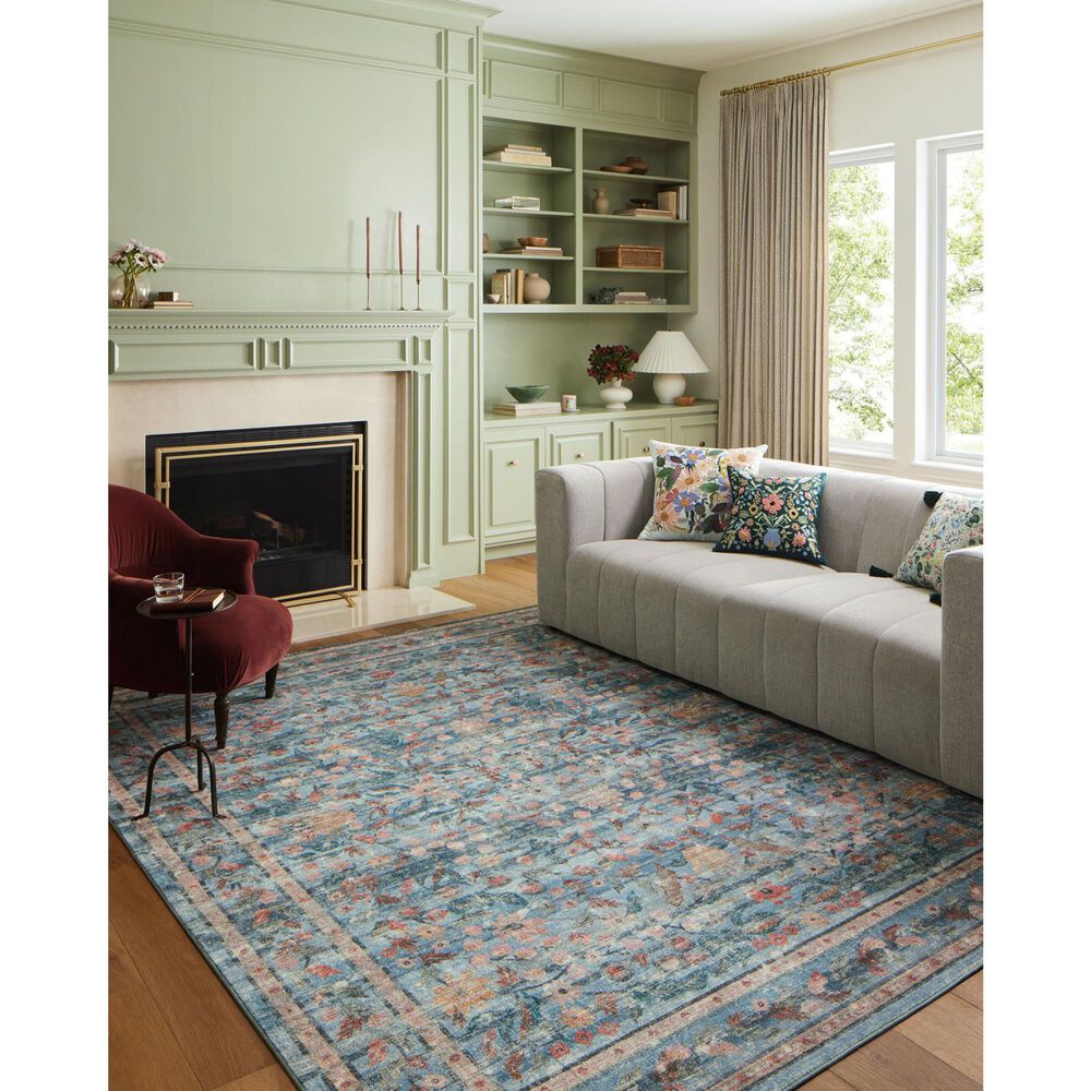 Rifle Paper Co. x Loloi Courtyard 5&#39; x 7&#39;6&quot; Eve Blue Area Rug, , large