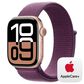 Apple Watch Series 10 GPS + Cellular 42mm Rose Gold Aluminum Case with Plum Sport Loop, , large