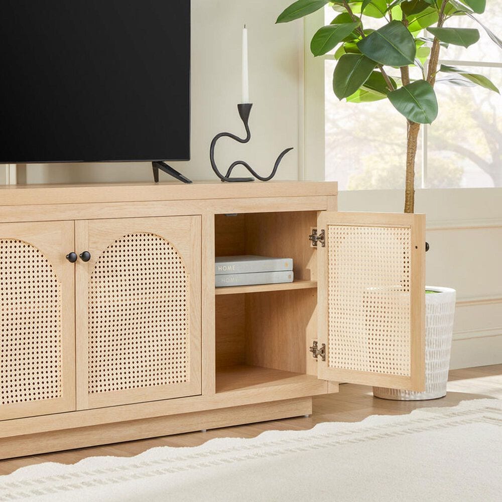 Walker Edison Sasha 70&quot; TV Stand in Coastal Oak, , large
