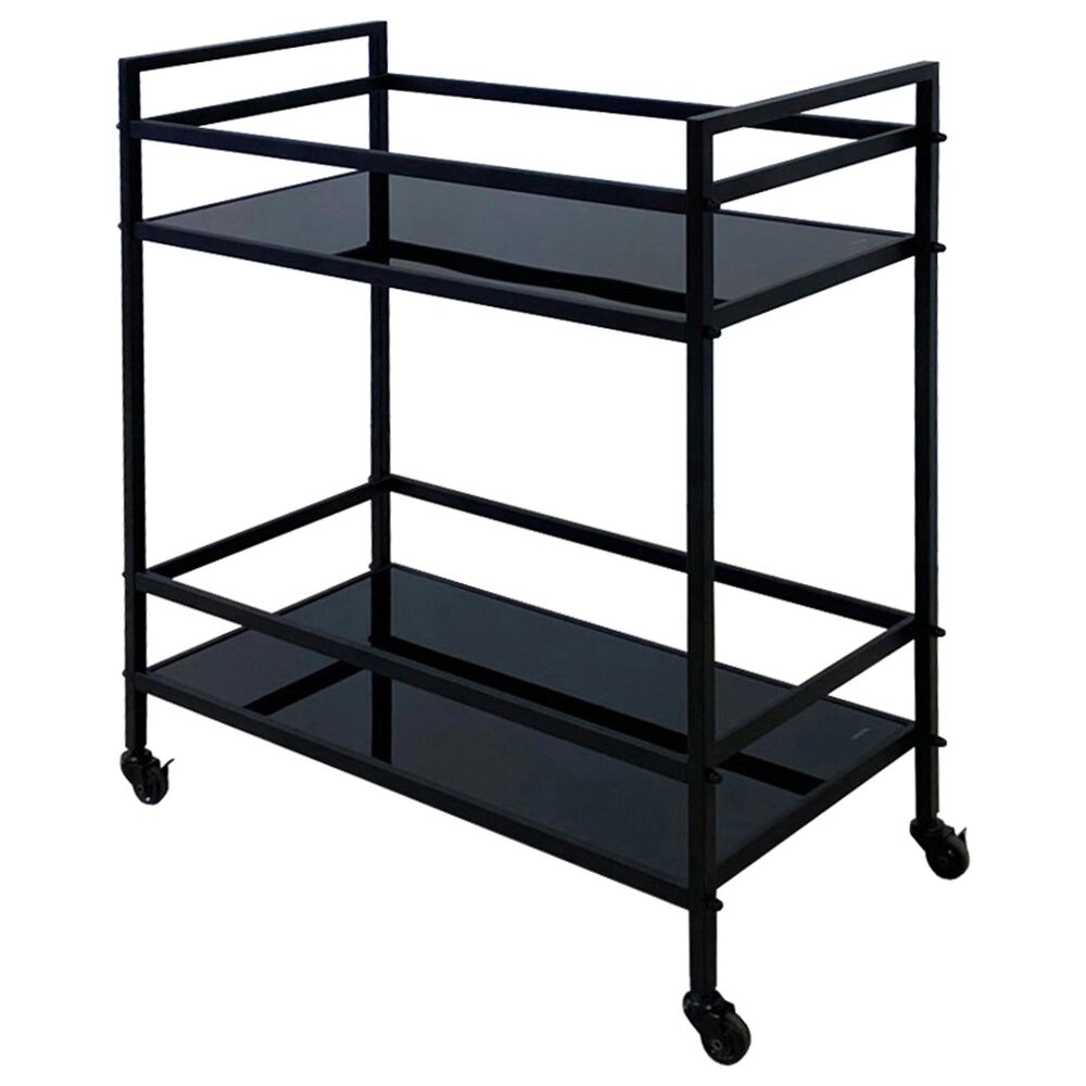Signature Design by Ashley Kailman Glass Bar Cart in Black, , large