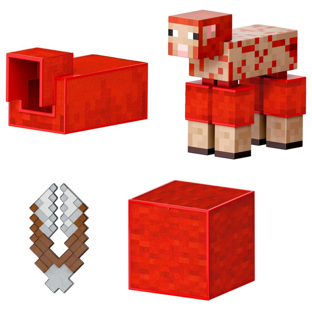 Mattel Minecraft 5.5" Diamond Level - Sheep Action Figure with 3 Accessories in Red, , large