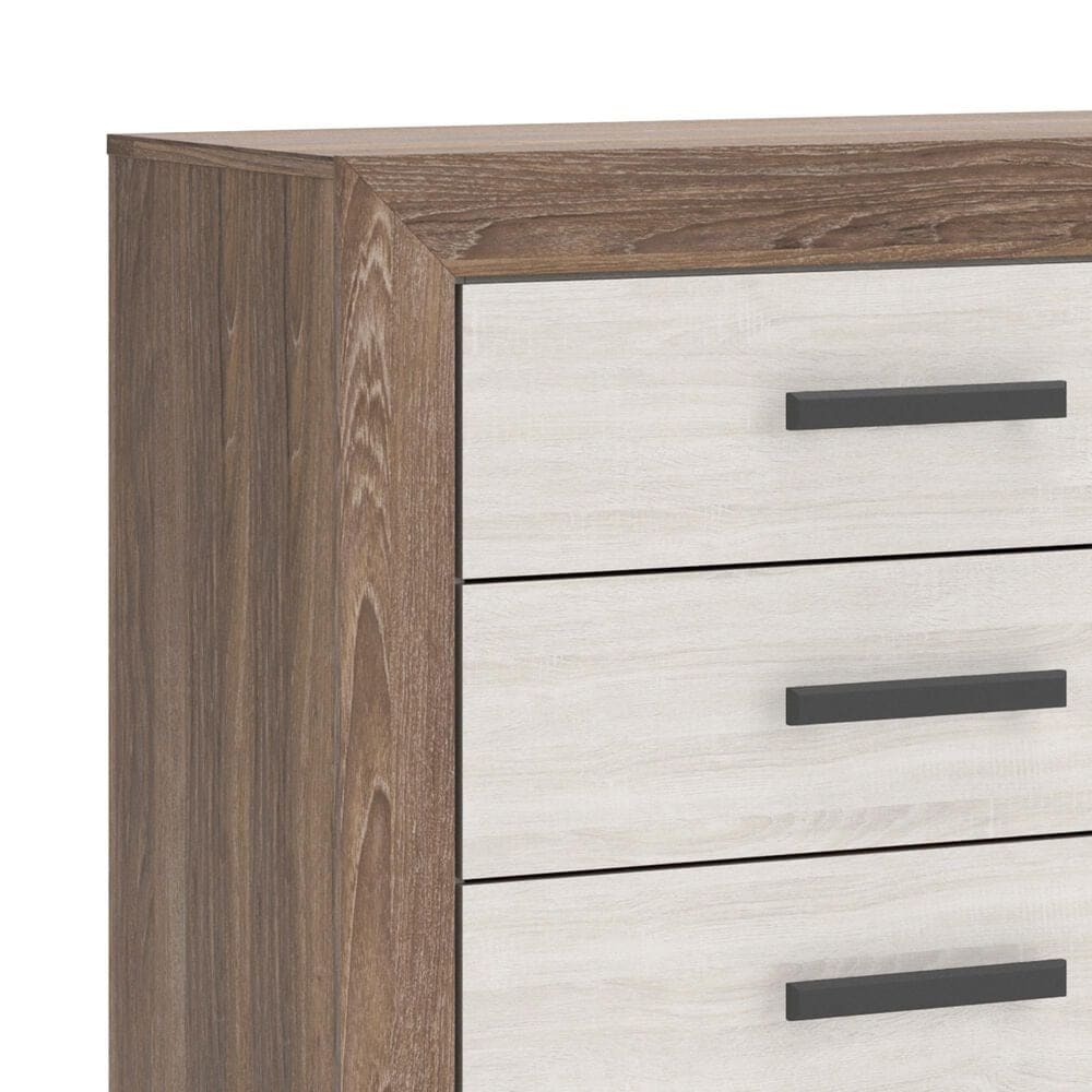 Ashley Sharnari 4-Piece King Bedroom Set in Warm Gray, Brown and Antique White Laminate, , large