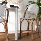 Baxton Studio Genica Bar Stool with Two-Tone Black and White Weaving in Natural Rattan, , large