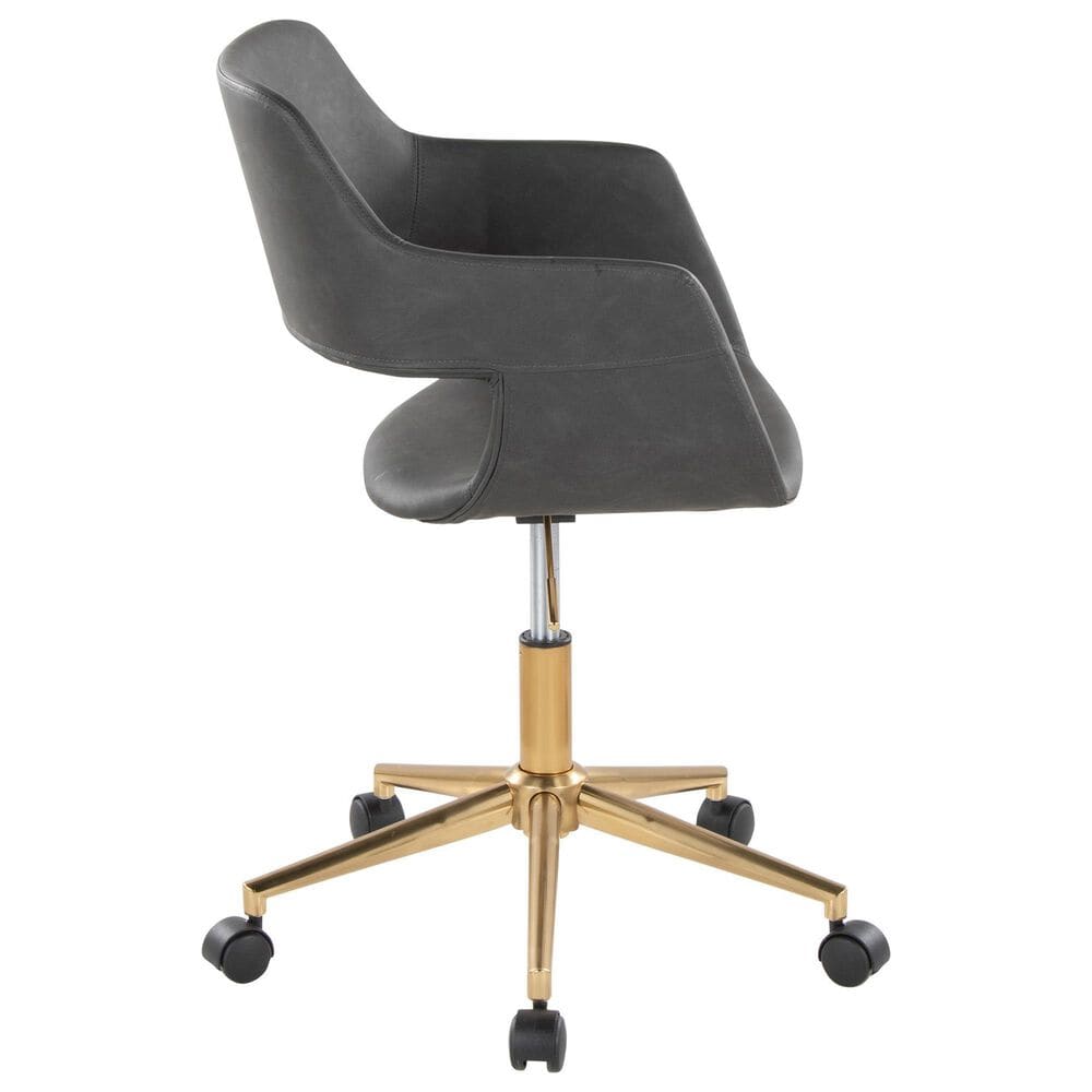 Lumisource Margarite Task Chair with Grey Faux Leather Cushion in Gold, , large