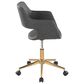 Lumisource Margarite Task Chair with Grey Faux Leather Cushion in Gold, , large