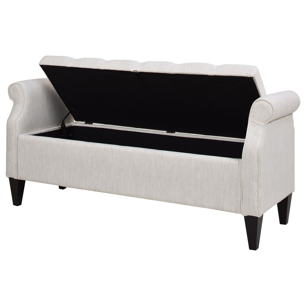 Jennifer Taylor Home Jacqueline Storage Bench in Natural White/Linen NFM