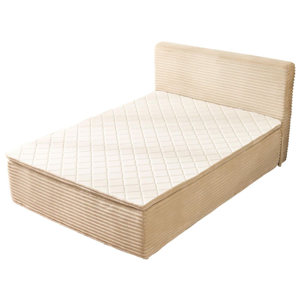 HOMLUX Plush Full Mattress with Beige Headboard, , large