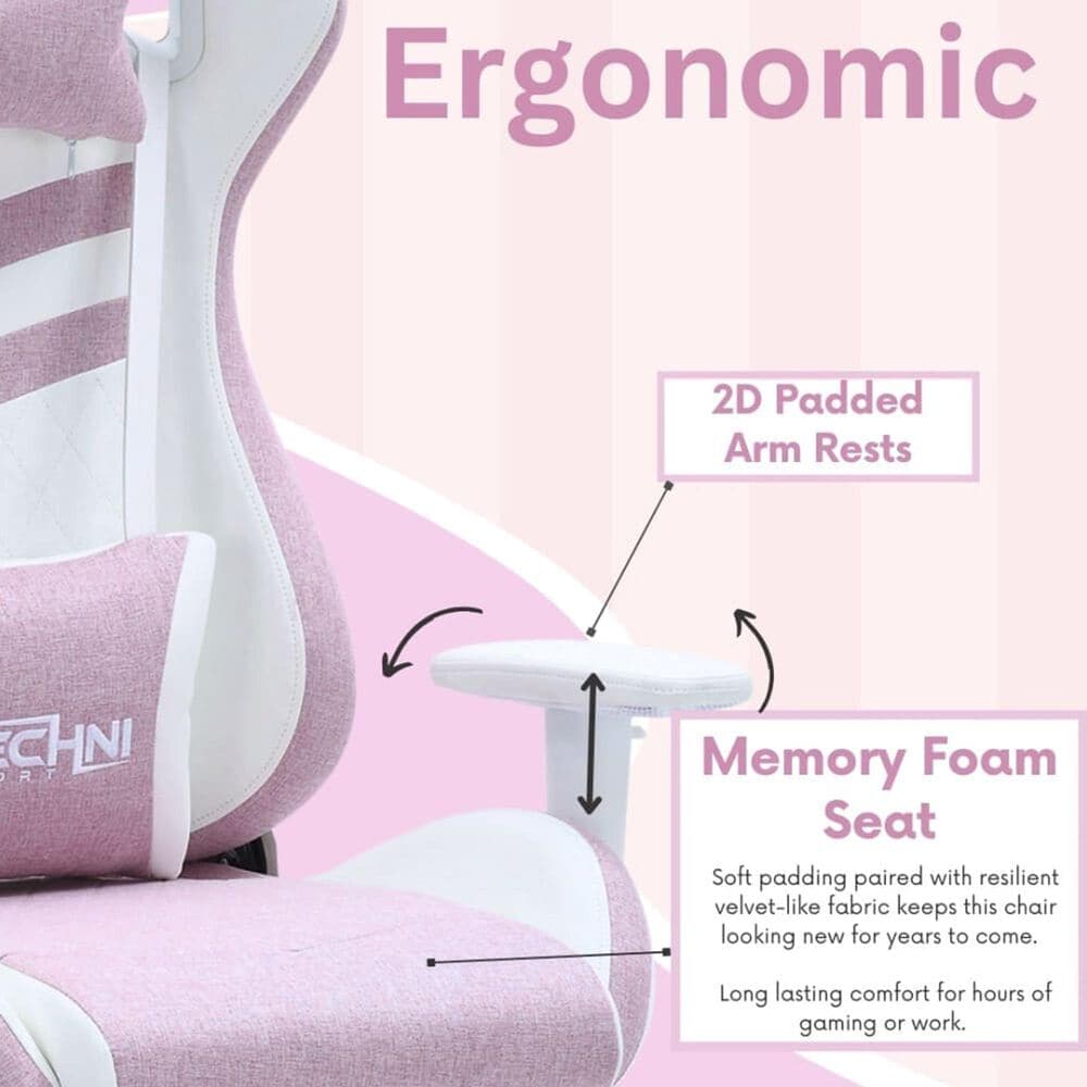 Rta Products Llc Pastel Gaming Chair in Pink and White, , large