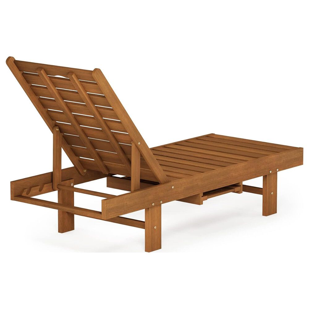 Noviland Patio Lounge Chair Chaise with Side Tray in Natural, , large