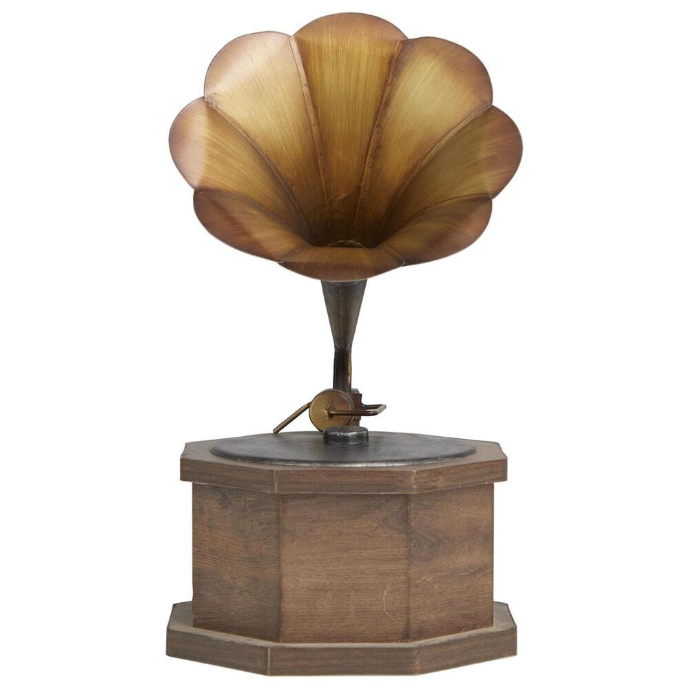 Maple and Jade 17&quot; Music Decorative Gramophone in Copper and Brown, , large