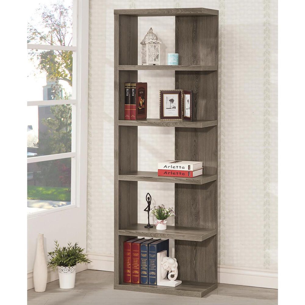 Pacific Landing 5-Shelf Bookcase in Dark Grey, , large
