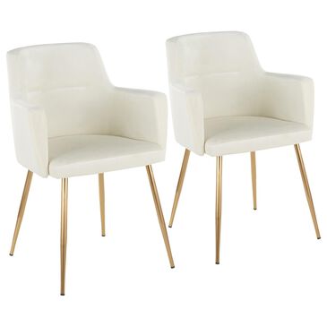 Lumisource Andrew Dining Chair in Cream/Gold (Set of 2), , large