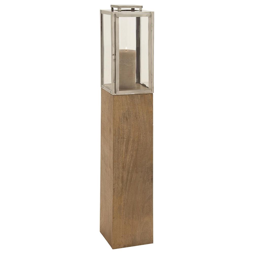 Maple and Jade Handmade Indoor/Outdoor Candle Lantern in Oiled Brown, Silver and Clear, , large