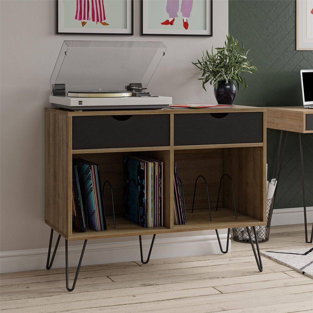 DHP Concord 40&quot; Turntable Stand in Reclaimed Oak, , large