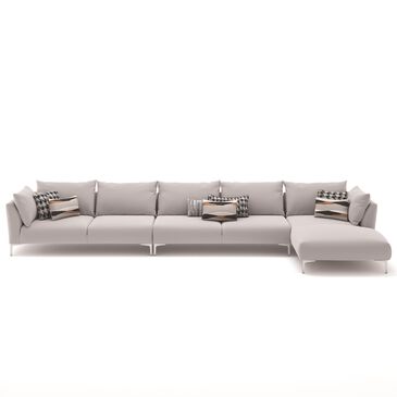 37B Mayfair 5 Piece Sectional with Chaise in White Polyester, , large