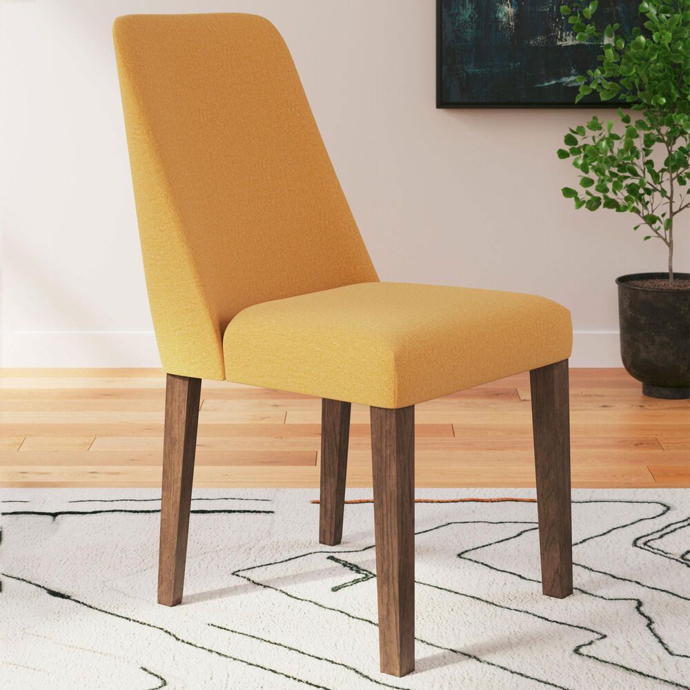 Ashley Lyncott Side Chair with Mustard Yellow Cushion in Brown, , large