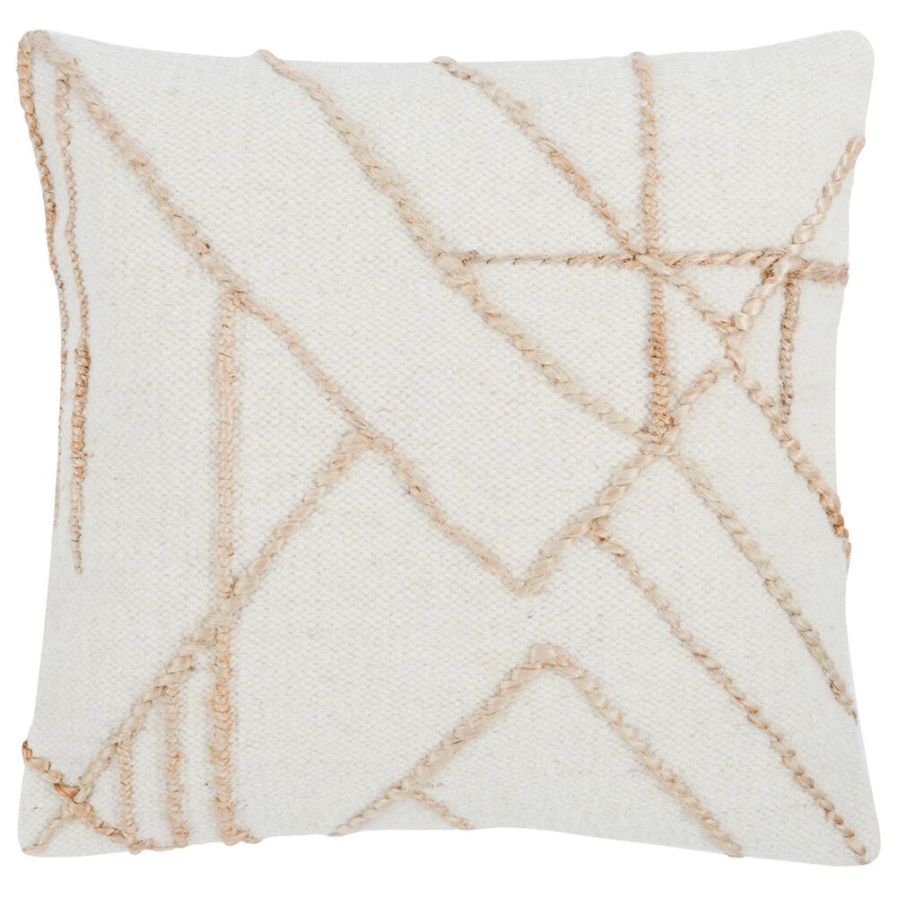 Classic Home Sintra 22" Square Throw Pillow in Ivory and Natural, , large
