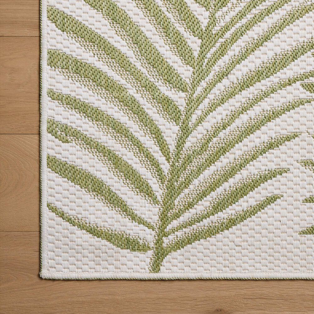 Loloi Easton Ivory and Green 6&#39;7&quot; x 9&#39;4&quot; Indoor/Outdoor Area Rug, , large