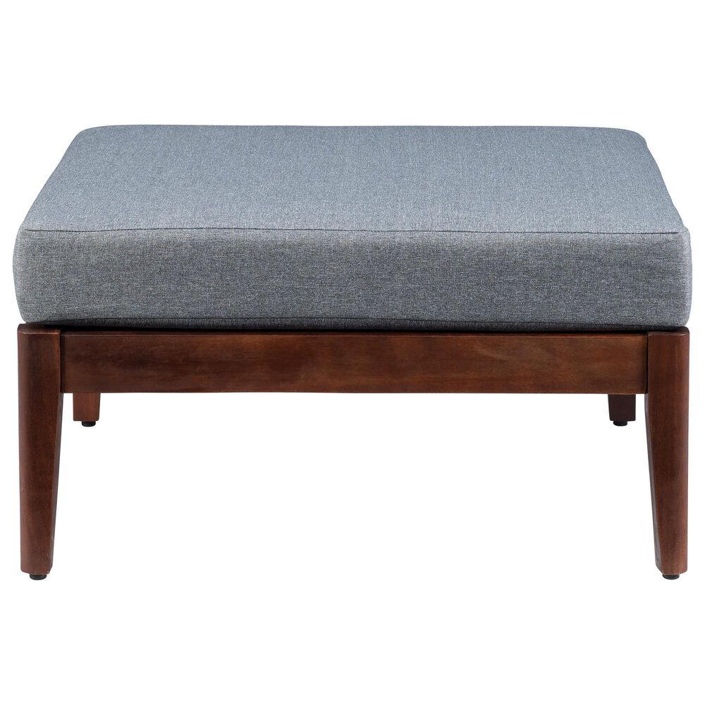 Linon Home Decor Summerlyn Patio Ottoman with Walnut Frame in Grey, , large