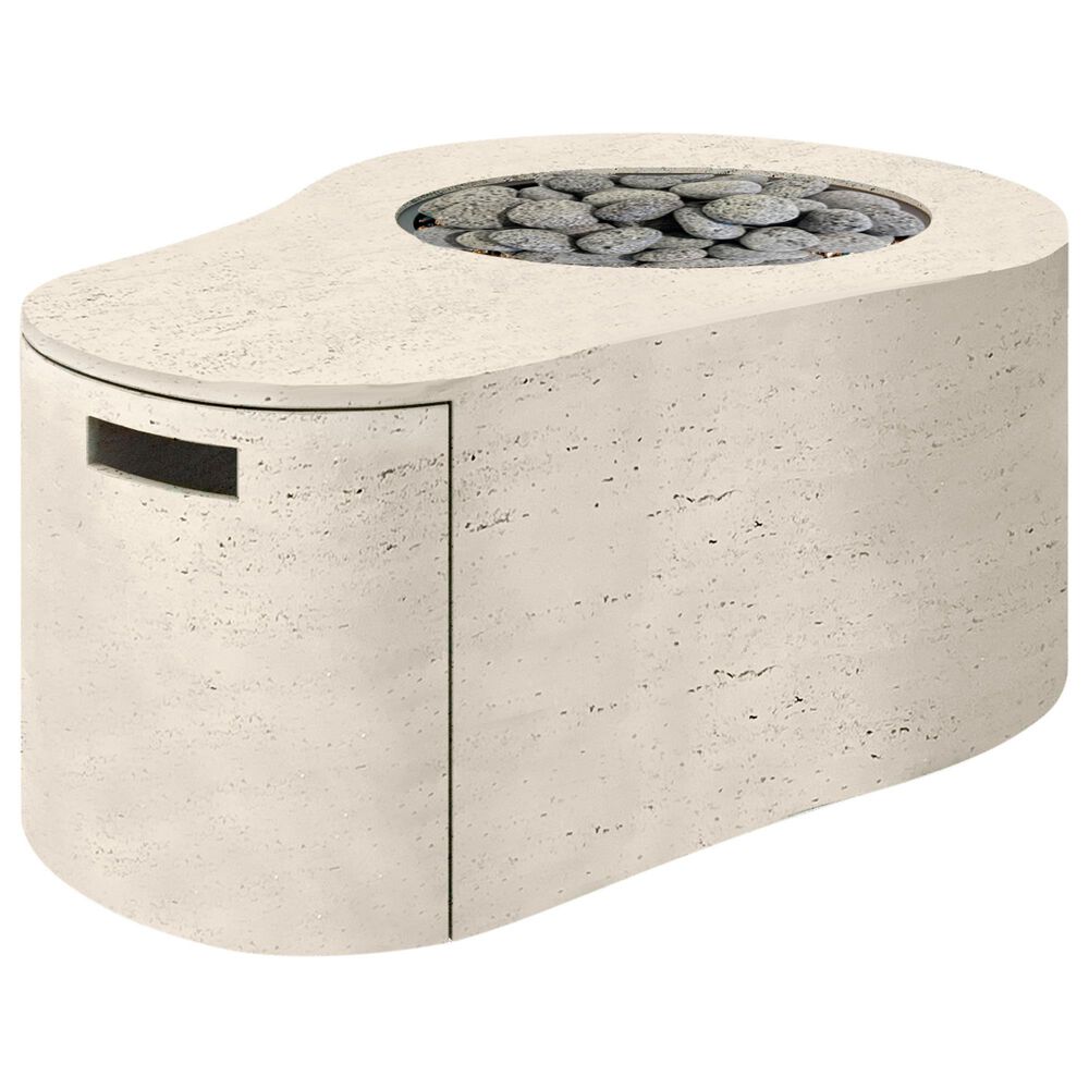 Ebel Outdoor Furniture Tahoe Fire Pit Table with Tumbled Fire Stone in Shell, , large